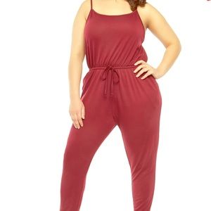 Exclusive low cut burgundy jumpsuit